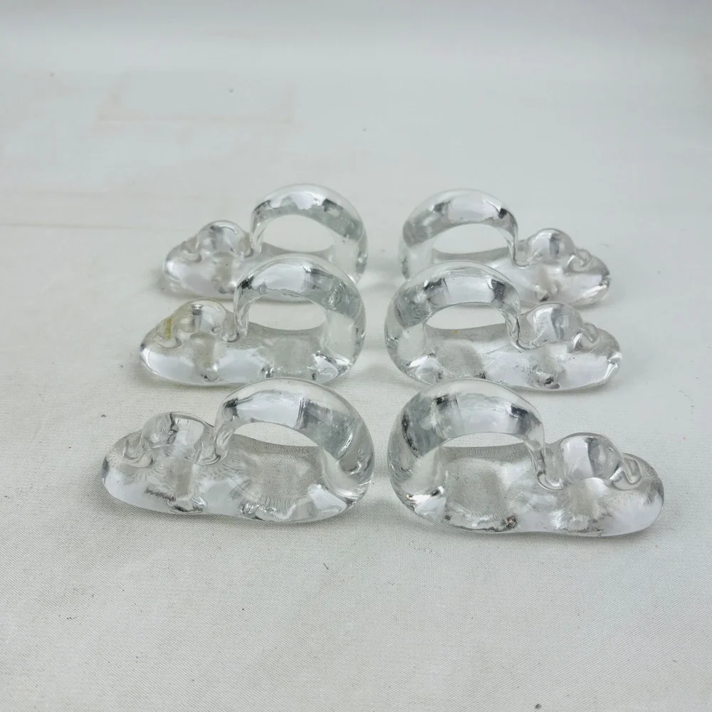 Glas Von Marion Lead Crystal Napkin Rings‎ Set of 6 West Germany Vintage Clear
